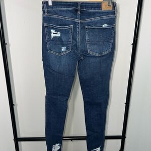 American Eagle Outfitters Dark Blue Distressed Skinny Jeans